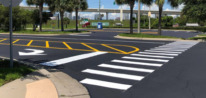 Roadway intersection with new Line Striping photo